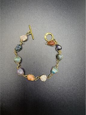 Vintage BOHO Gemstone Wire Wrapped Bracelet